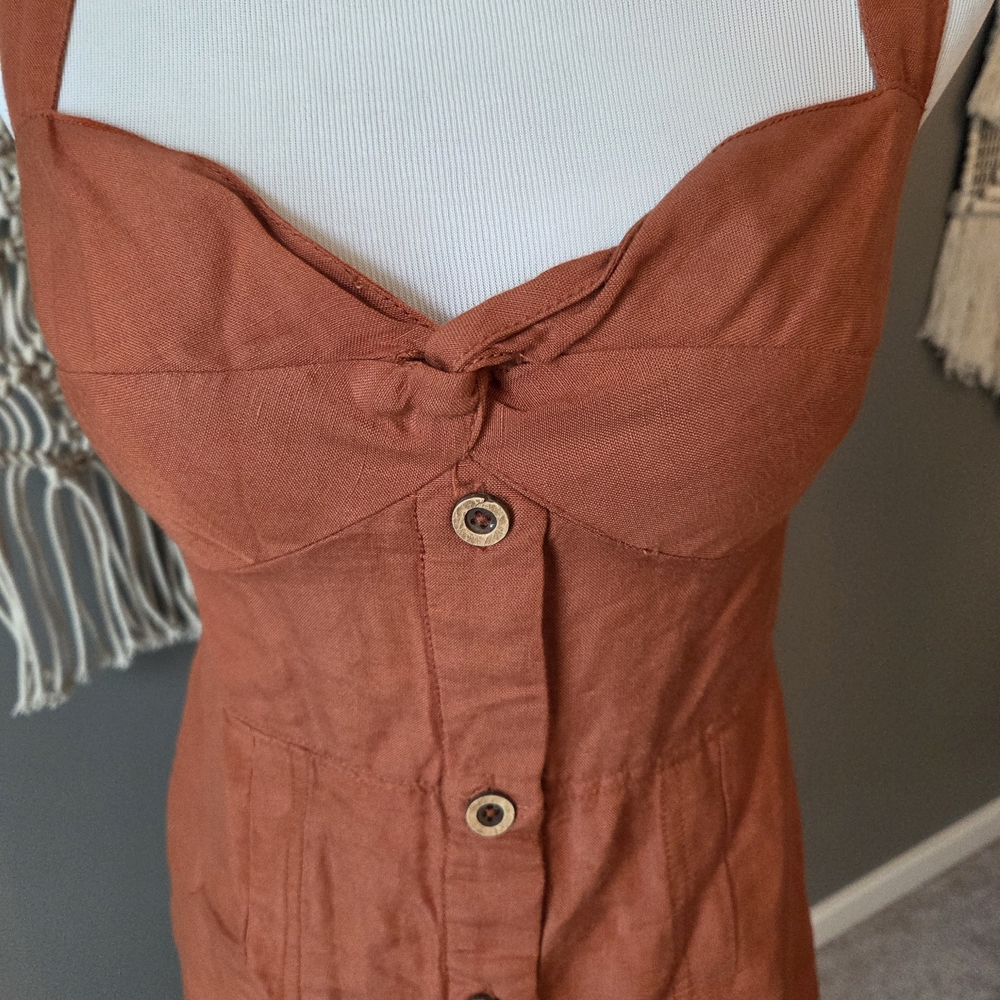 Maeve Rust Button-Front Sundress - Picture 2 of 7